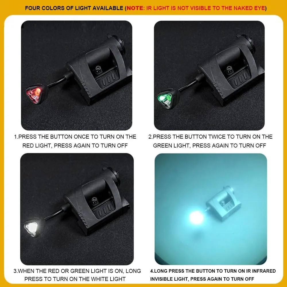 ACEXIER Taktischer Helm Lichtladung Mpls 4 Umwandlungsmodi Airsoft-Helmlampe Energiesparende Jagd Militär Fast Helm Taschenlampe