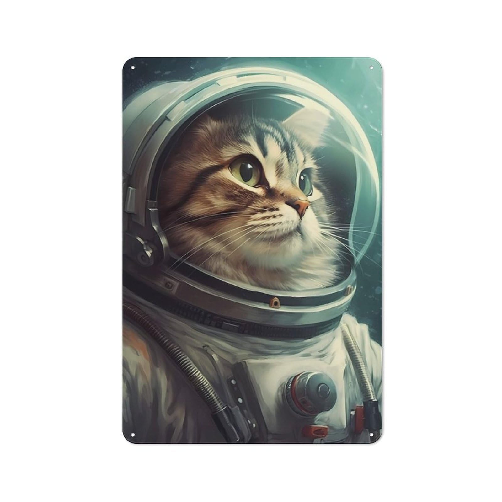Junmoney Cat Astronauts Tin Wall Plaque 30X20cm With For Man Cave Or Games Room, For Updating Man Cave And Games Room After Moving