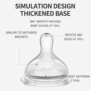 Oberni Baby Bottle Nipple, 100% Silicone,Replacement Baby Bottle Nipple for Babies, Newborn,Preemie 0-3 0-6 6-12 12+ Months