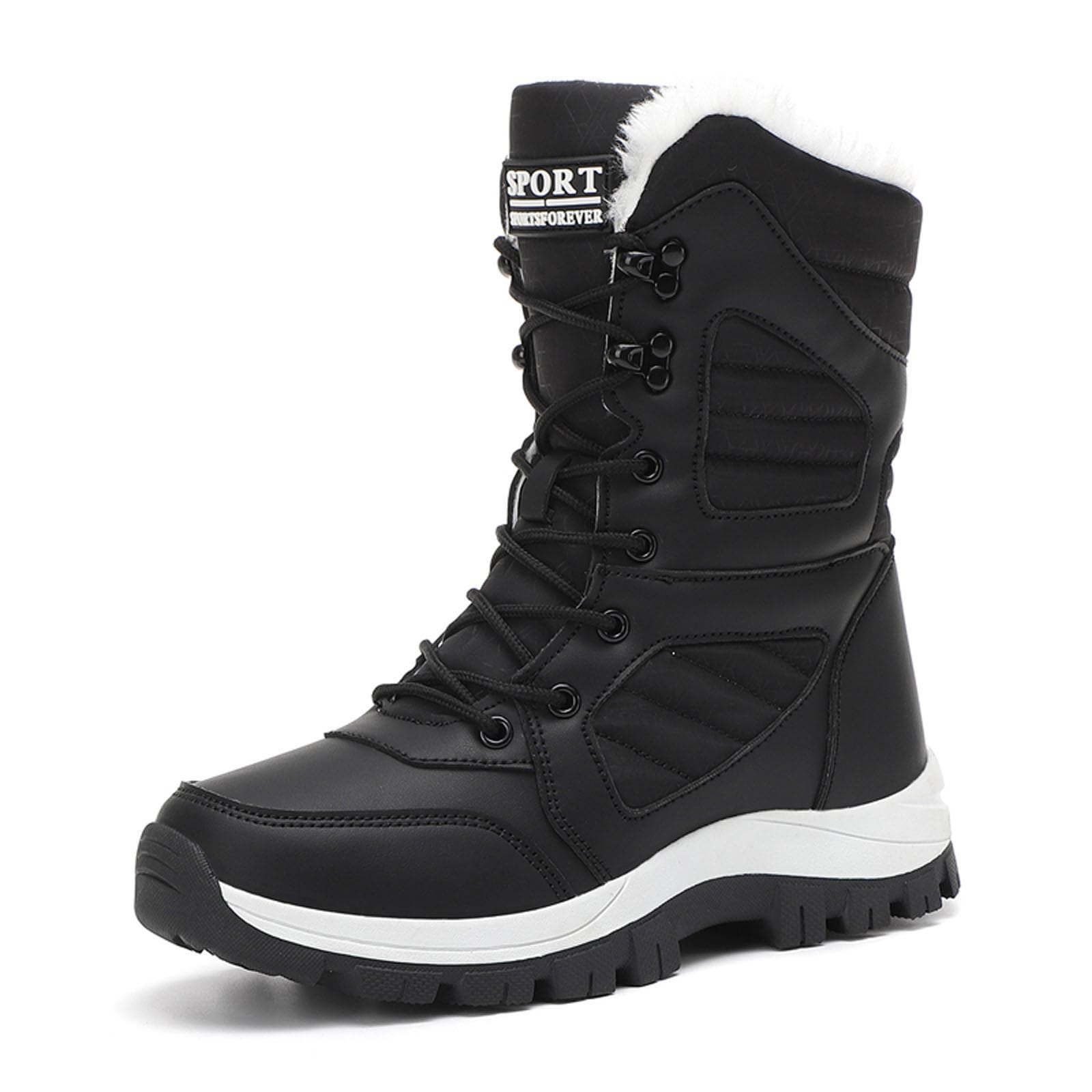 Bottes de Neige Femme Imperméable Mi-Mollet Bottes Femme Hiver Chaude Snow Boots Fourrées Confort Bottines Chaussures de Randonnée Ski Antidérapante Chaussure Orthopedique Hiver Bottine Botte de Neige