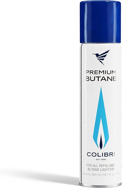 Colibri gaz butanowy 300 ml do napełniania zapalniczek, palników flambirowych, palników kuchennych, palników Bunsena i innych butelka uzupełniająca gazem do zapalniczek z 99,9994% czystego butanu premium