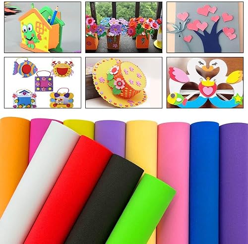 Miniatura 6 de Paquete de 120 hojas de espuma EVA, 8 x 6 pulgadas, 0.039 pulgadas de grosor, 15 colores surtidos para suministros escolares y proyectos de