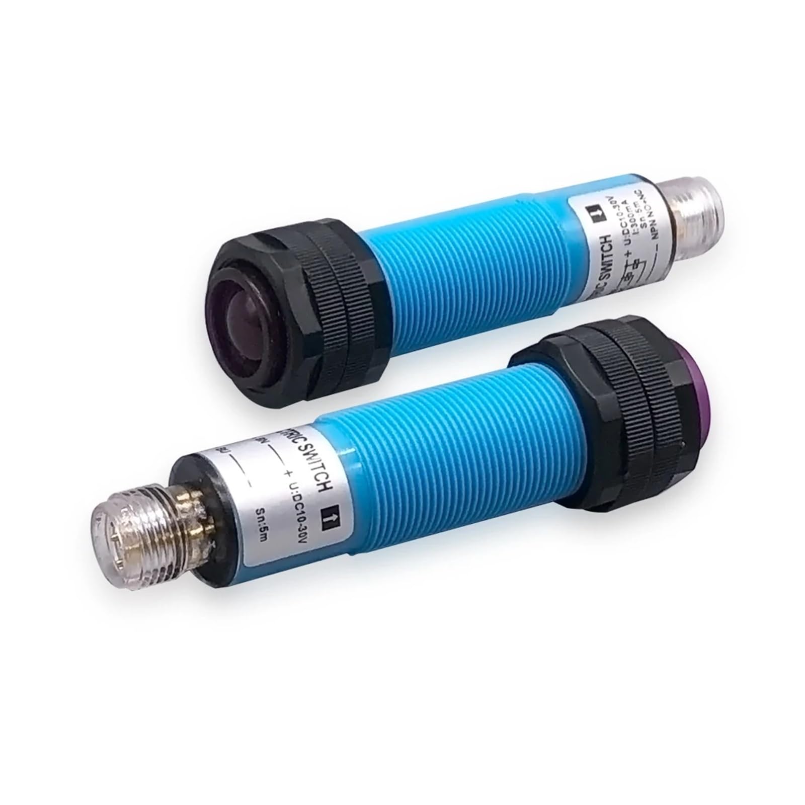 PXQCHAVLN M18 5m Cylindrical Plug-in Sensor Through-Beam photoelectric Proximity Switch(Through Beam 5m,NPN NO)
