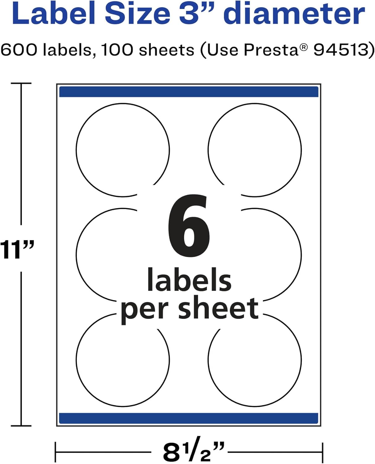 Avery Matte Clear Round Labels, Sure Feed Technology, 3" Diameter, 600 Matte Clear Labels, Print-to-The-Edge, Laser/Inkjet Printable