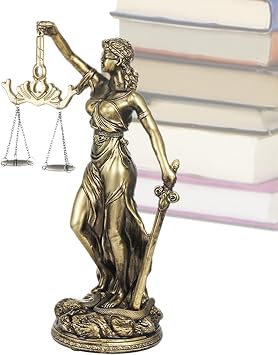 Statue Lady Justice, Resin Figurine Ornament, Scale of Justice Sculpture, for Home Office Study Living Room Bedroom Bedside Nightstand Bookcase Bookshelf Window Sill Dressing Table