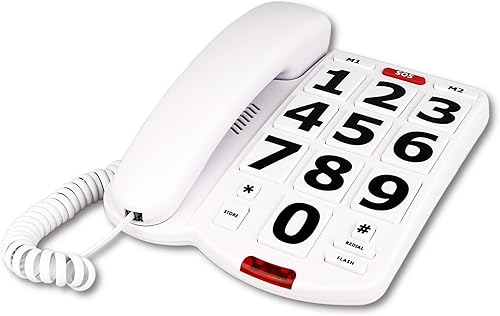 Teléfono con cable de botón grande, los mejores teléfonos fijos para personas mayores, volumen ajustable, timbre y altavoz extra fuerte, teléfonos