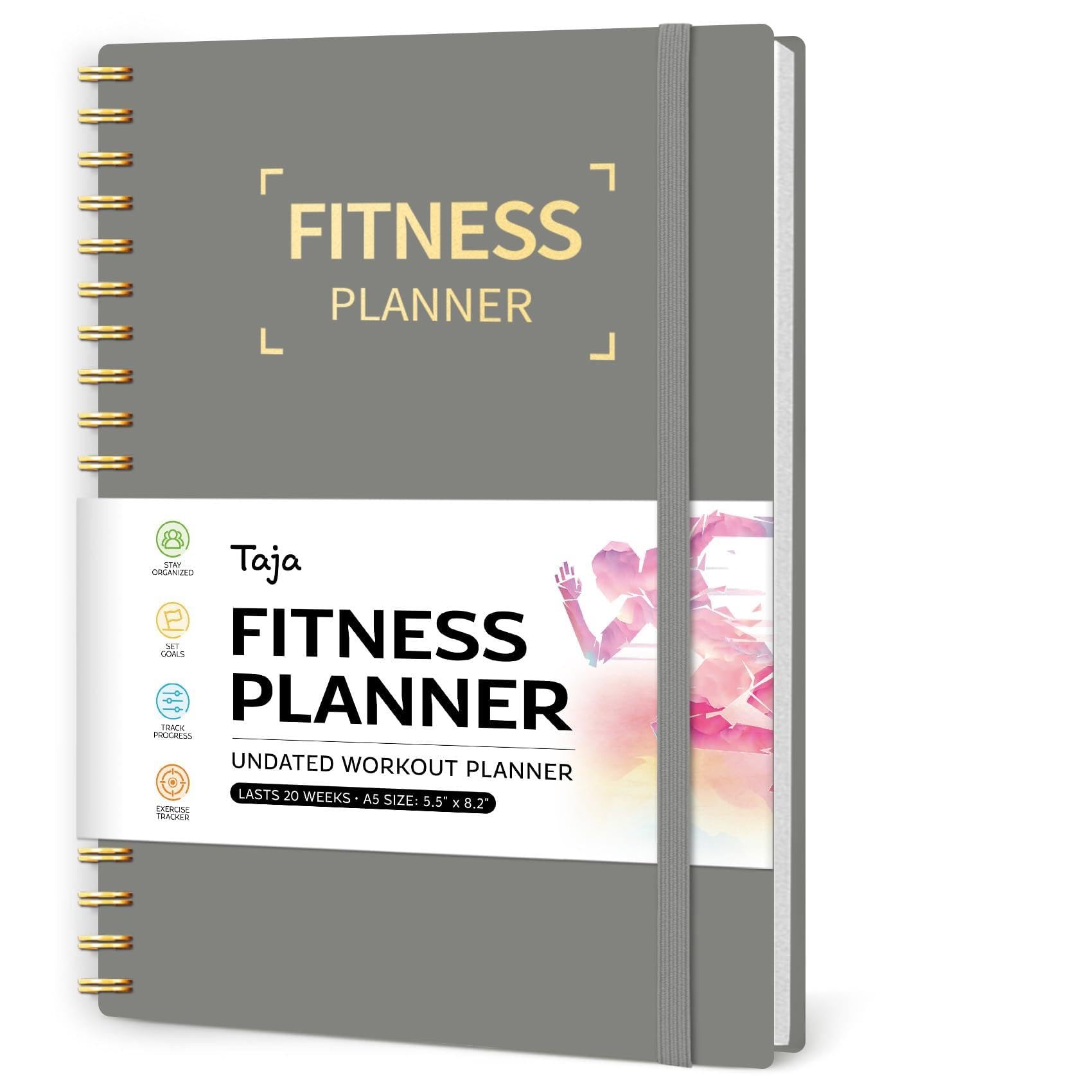 Taja Fitness Workout Journal & Log Book for Women & Men, Fitness Planner