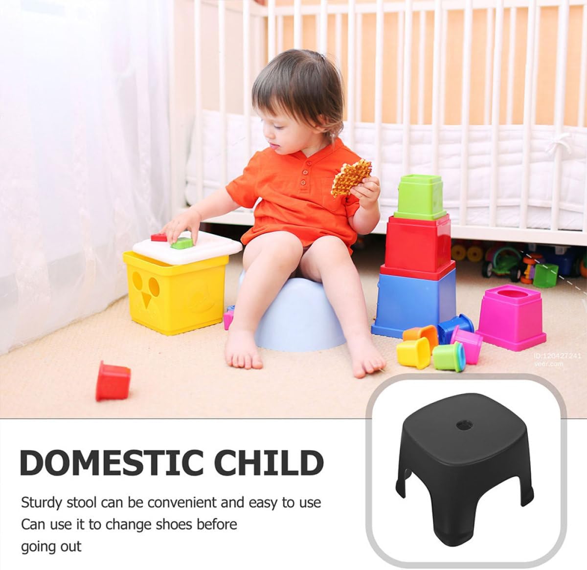 TEHAUX 2pcs Non-Slip Plastic Foot Stool for Toilet and Bathroom, Compact Dark Step Stool for Adults, Household Safety Aid for Squatting and Foot Support