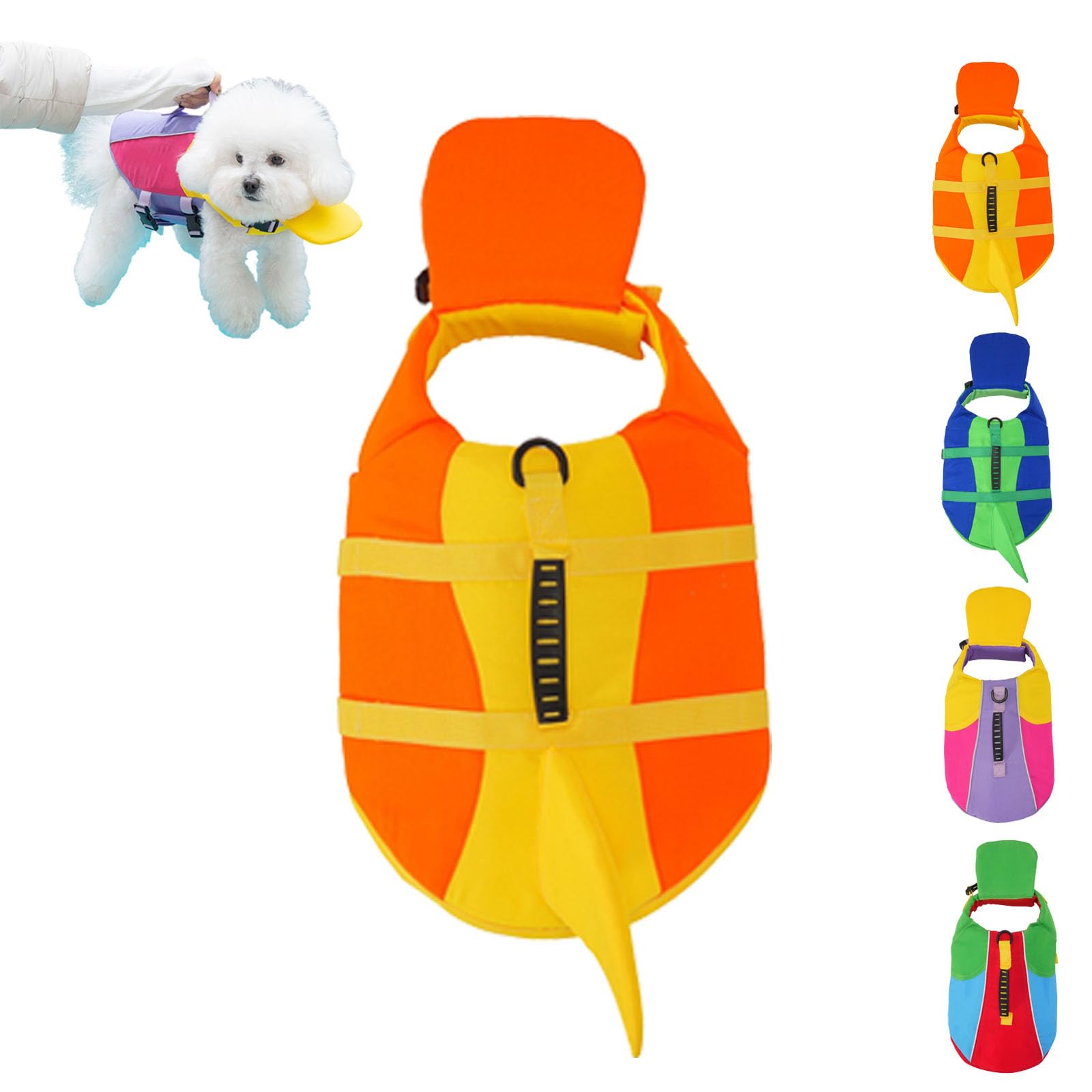 Dog Life Jacket with Chin Float and Rescue Handle (#A,X-Large)