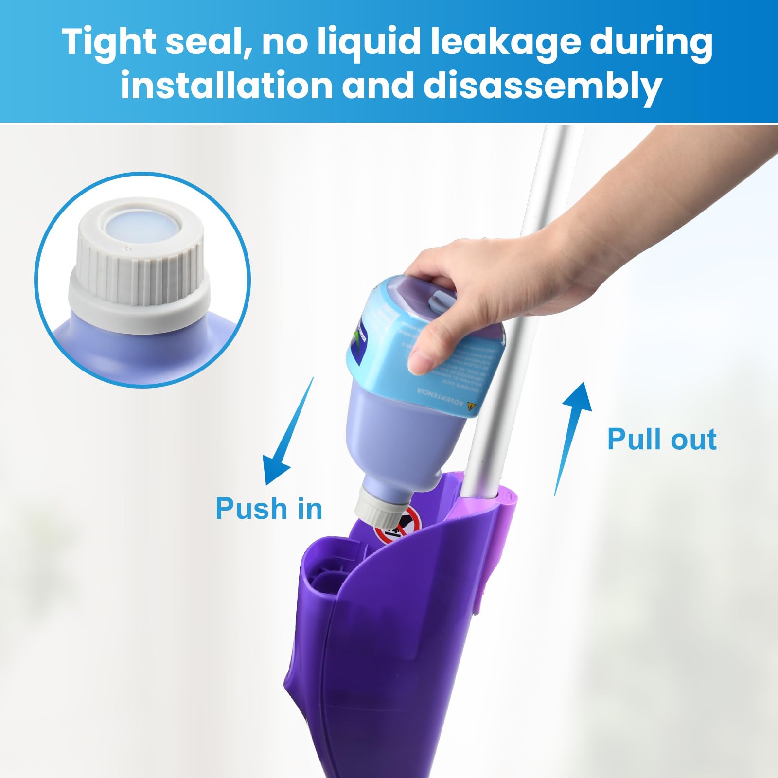 Flacone di ricambio da 500 ml per Flash® Power Spray Mop™, ricaricabile, senza perdite, in HDPE, con 6 cuscinetti sigillanti e 1 imbuto pieghevole