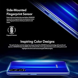 HONOR 20 Dual SIM Smartphone, 6.26 Inch Full View Display, 48 MP AI Quad Camera and 32MP in-screen selfie camera, 6GB RAM and 128 GB storage, Side Fingerprint, Midnight Black, UK Official Version