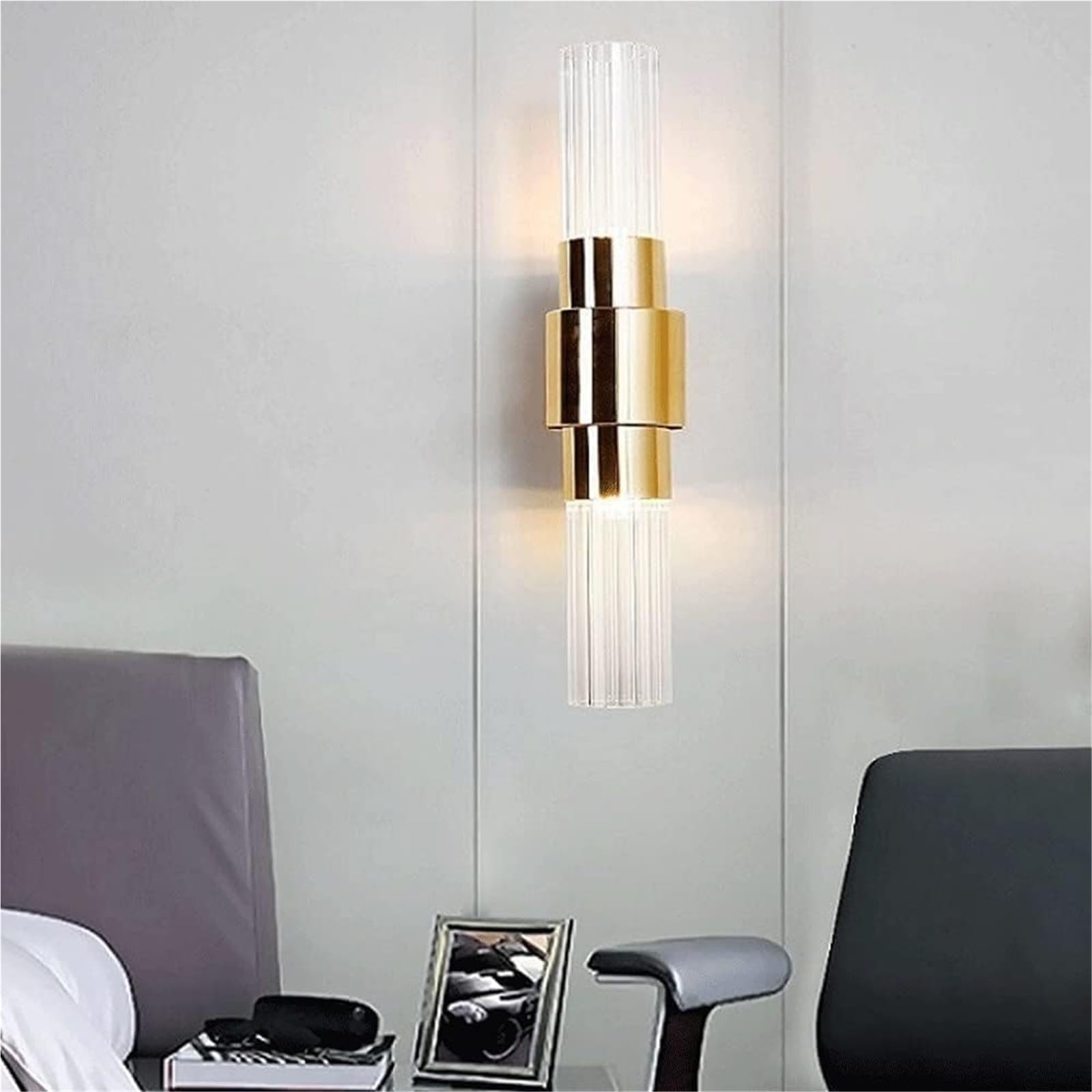 Applique da Parete per Interni Lampada da Parete Industriale V-intage Finitura in Ottone Luci da Parete Attacco E27 Applique Illuminazione per Camera da Letto