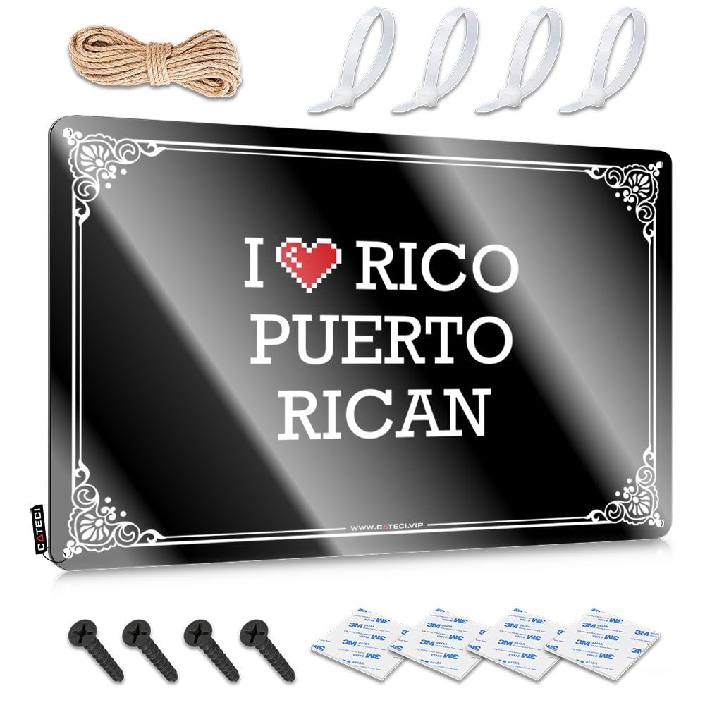 Fzfn Colour Tin Wall Decor Basement Decor Wall Decor | I Love Rico Puerto Rican Old For Playroom Home(30X40cm)