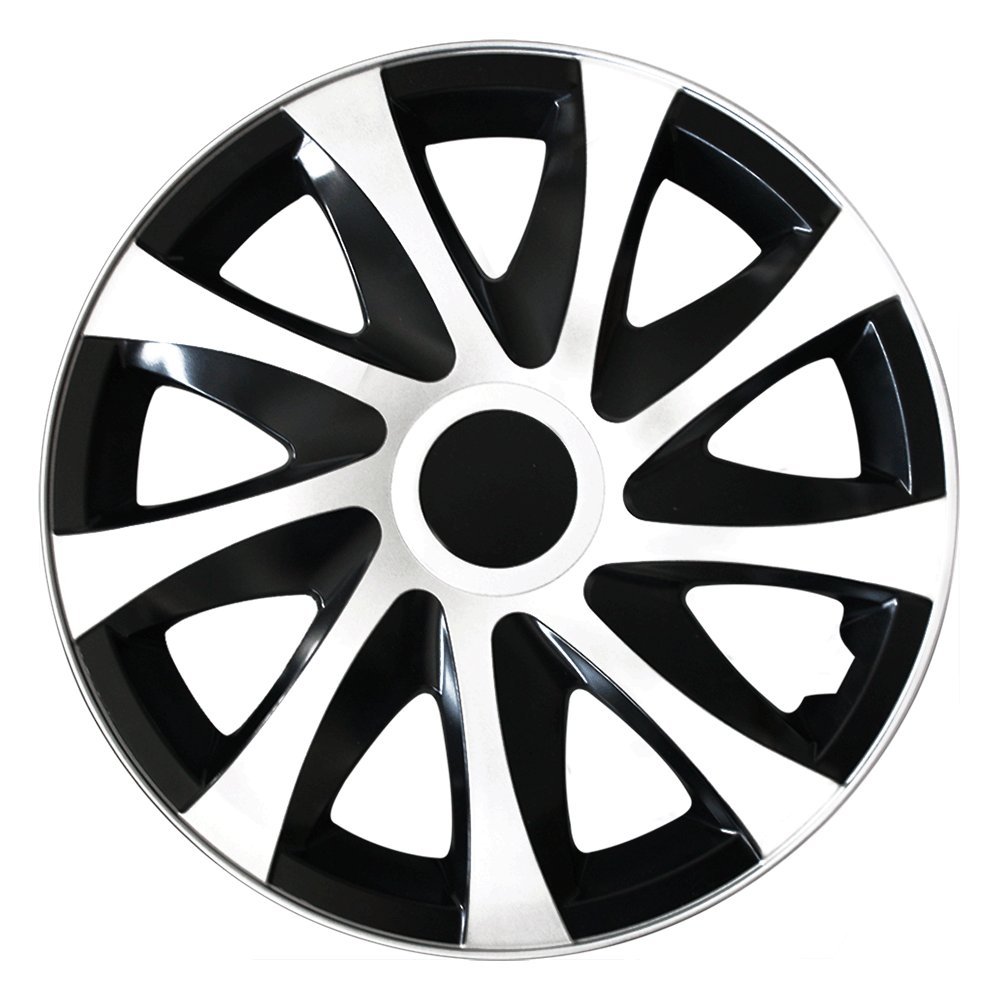 RADKAPPEN-KÖNIG 16 Zoll Radkappen/Radzierblenden Draco Bicolor (Schwarz-Weiss) passend für Fast alle PKW´s