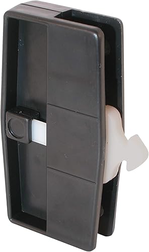 Slide-Co 12550 - Manija y pestillo para puerta corrediza, plástico negro, cerradura nocturna, pestillo de acero (paquete individual)