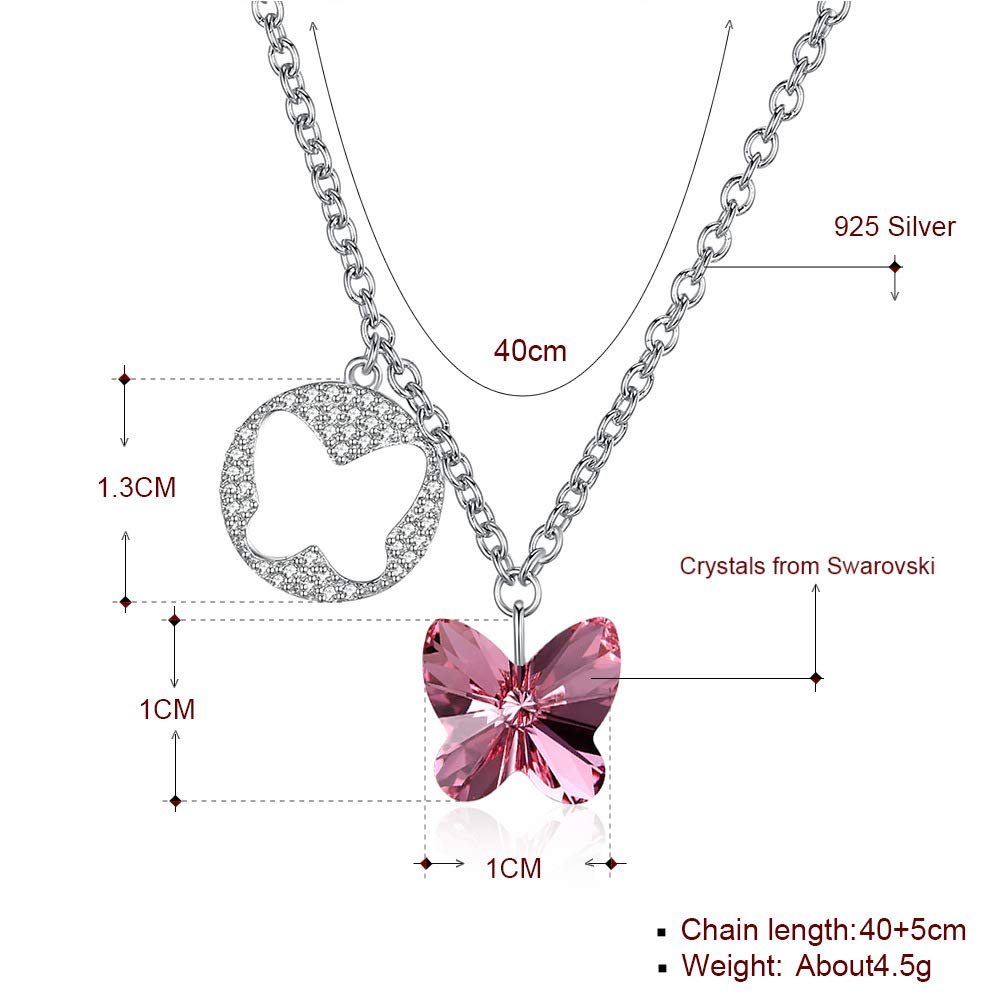 Collar Colgante de mariposa apilado de plata de ley S925