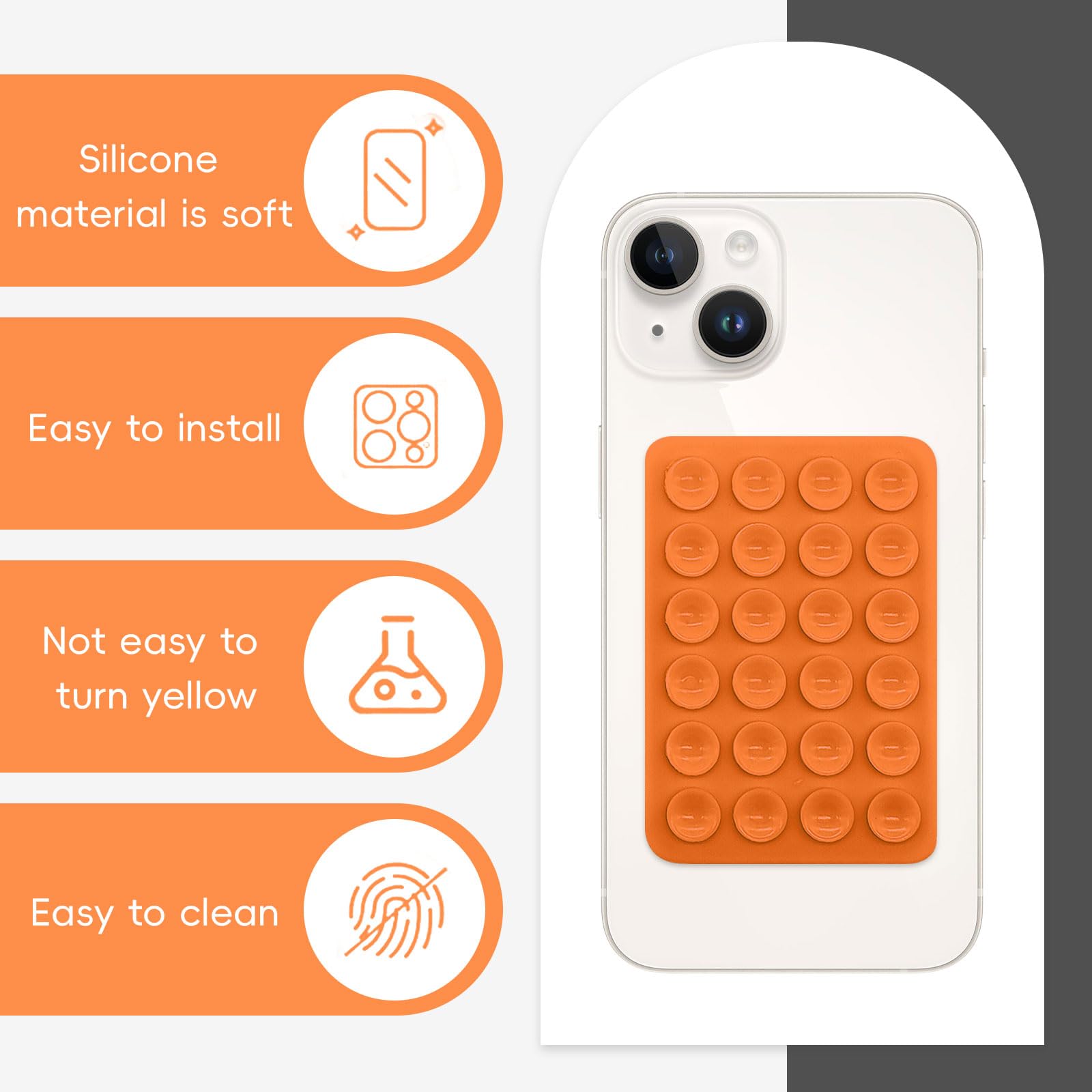 YCHYAN Lot 8 Ventouses Silicone Téléphone - Support Double Face Carré 24 Ventouses - Selfies, Vidéos, Mains Libres - Multi-Couleurs