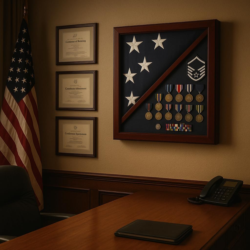 Medal Flag Display shadowbox, Shadow Box for Military and Medals. This Case is for The 3' × 5' Flag Only.
