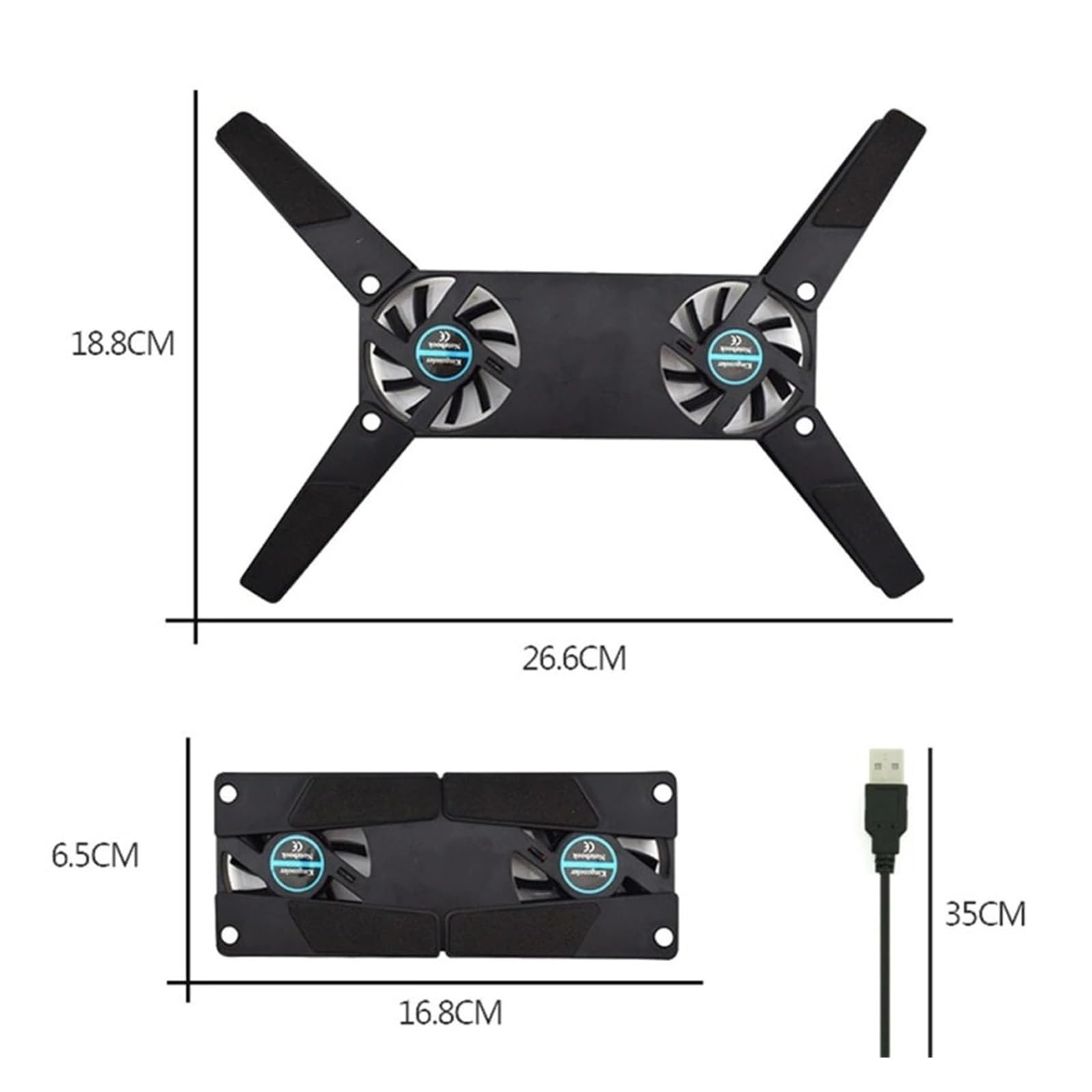 HIZON Base de refrigeración para portátil Base de refrigeración para portátil Soporte de refrigeración alimentado por USB 2 ventiladores para portátil universal 7 15" 1 Soporte para portátil