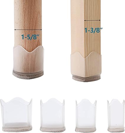 Chair Leg Floor Protector Silicone Leg Caps Furniture Felt Table Feet Covers Fit for Both Round & Square Chair Leg Furnigear- Your Best Wood Floor Protectors 20Pack