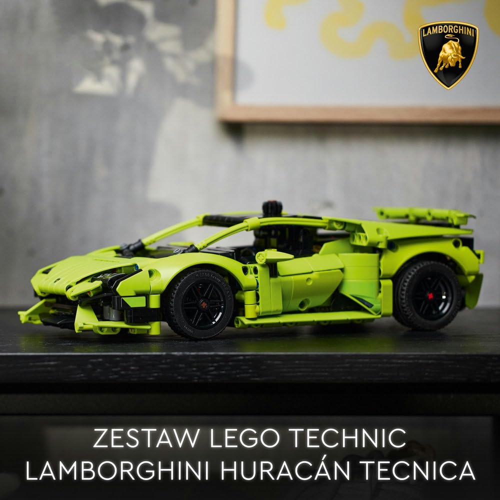 LEGO 42161 Technic Lamborghini Huracán Tecnica, zabawkowy model samochodu sportowego z klocków do zbudowania dla dzieci, pomysł na prezent dla chłopca, dziewczynki i fanów motoryzacji