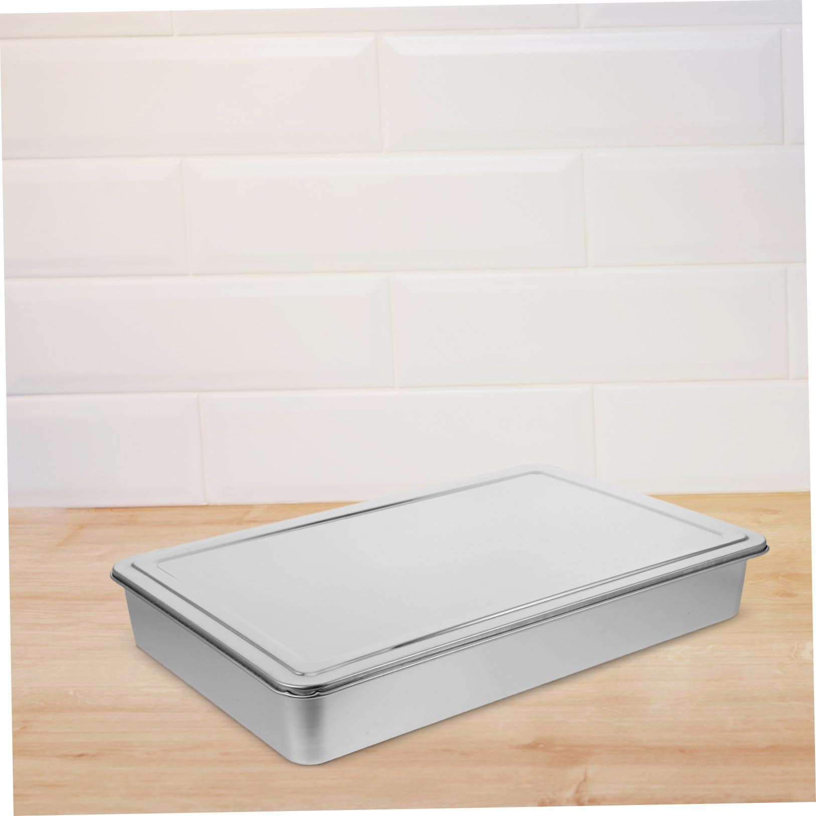 PLAFOPE Backform mit Deckel aus Edelstahl Rechteckiges Backblech für Kuchen und Brownies Multifunktionale Auflaufform mit Platzsparender Stapelbarkeit für Heimische Küche