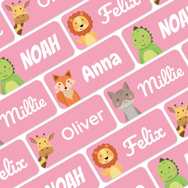 Personalized Name Labels for Kids Pink [60pcs] - Waterproof...