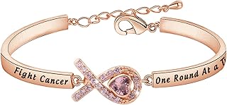 Cancer Fighter Gift Cancer Survivor Gift Fight Cancer One Round at A Time Cancer Awareness Jewelry Cancer Patients Jewelry Gift for Her