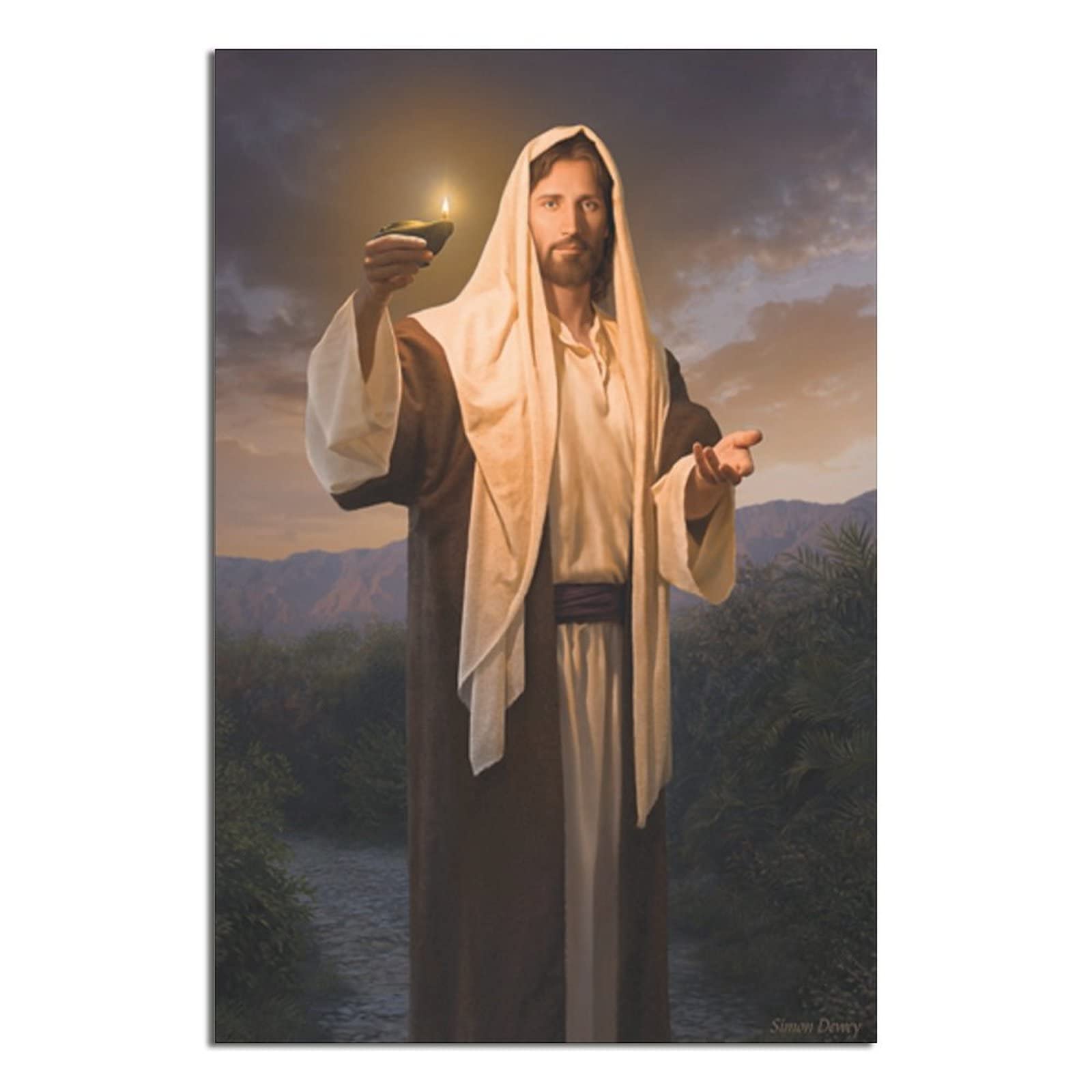 RONGCHENG Jesus Holding Oil Lamp Christ God Religion Poster Canvas Art Home Room Wall Decor Picture Poster Print Painting Gift Posters