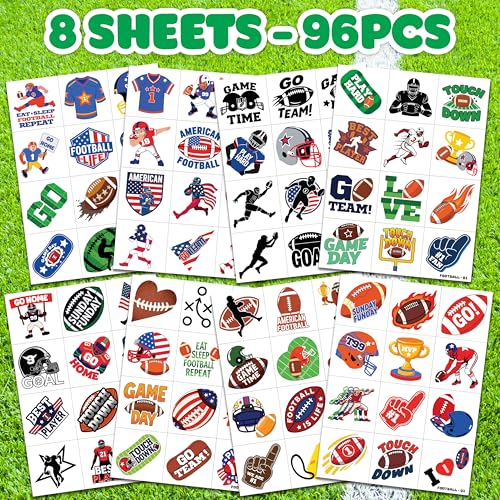96 PCS Football Sports Pre-Cut Temporary Tattoos for Kids | Super Cute Football Themed Birthday Party Favors, Supplies, Decorations, Fake Tattoo Stickers (Multiple) - Image 4