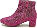 Forever Girls Rhinestone Boots Kids Low Heel Dress Booties Iceberg-12K Shoes Fuchsia Rhinestone 9