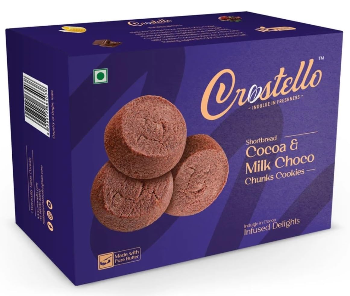 Crostello Brownie Butter Cookies | Made With 100% Pure Butter | 180g | Dark Chocolate Bliss in Every Biscuit | Veg | Perfect with Milk, Tea or Coffee (B0CJZCLCY1) Amazon Price History, Amazon Price Tracker