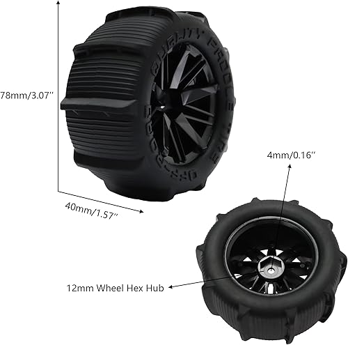 Miniatura 5 de 2 unidades RC 116 Pre-pegadas Ramos Buggy Neumáticos hexagonales 0.472 in Ruedas para arena de nieve H16BM 16889 16890A H16E H16GT H16DR H16 HB17