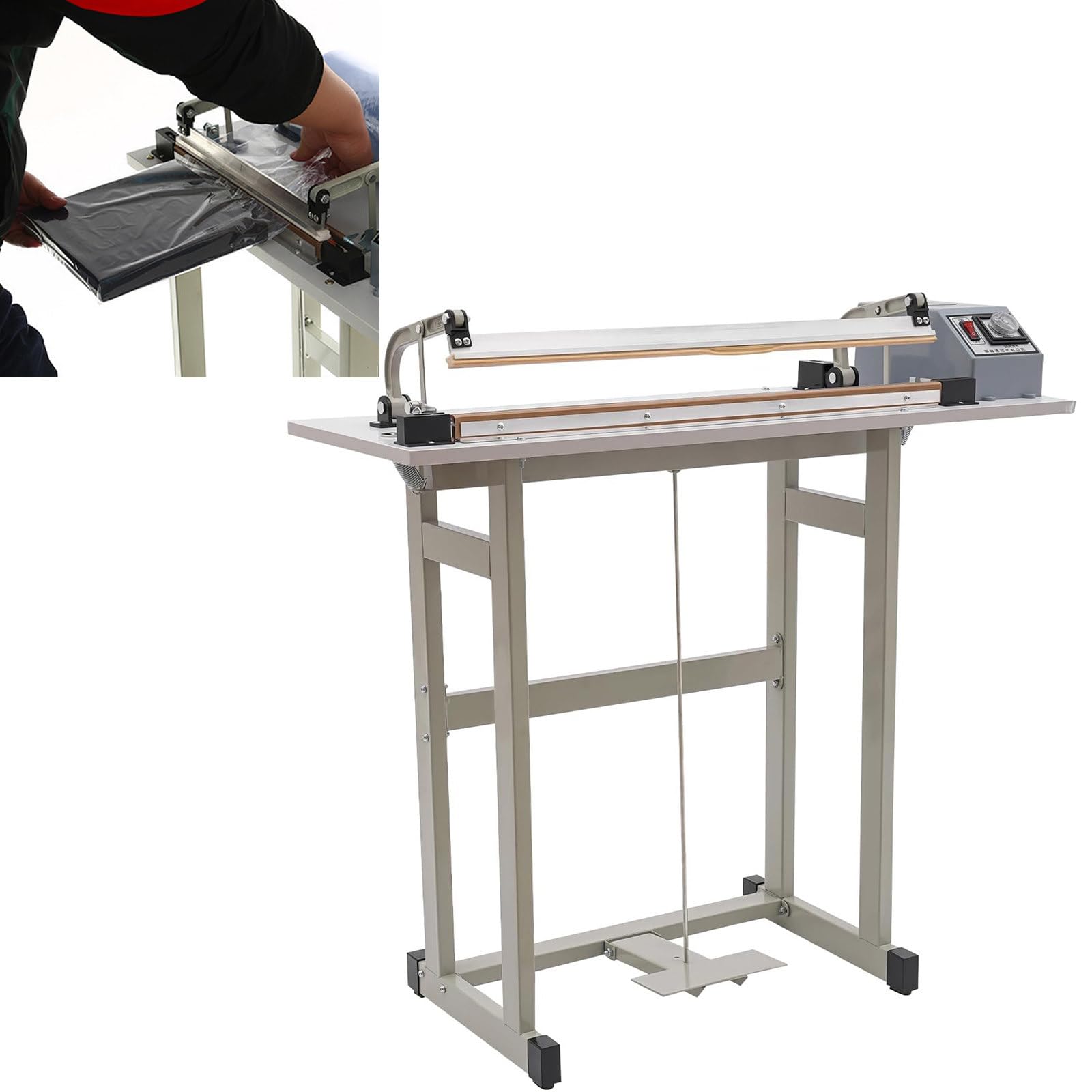 AYCDL Foot Pedal Heat Sealing Machine,Plastic Sealer Machine, 0.6mm Wide Seal and Foot Contro,With Cutter, for Industrial Commercial