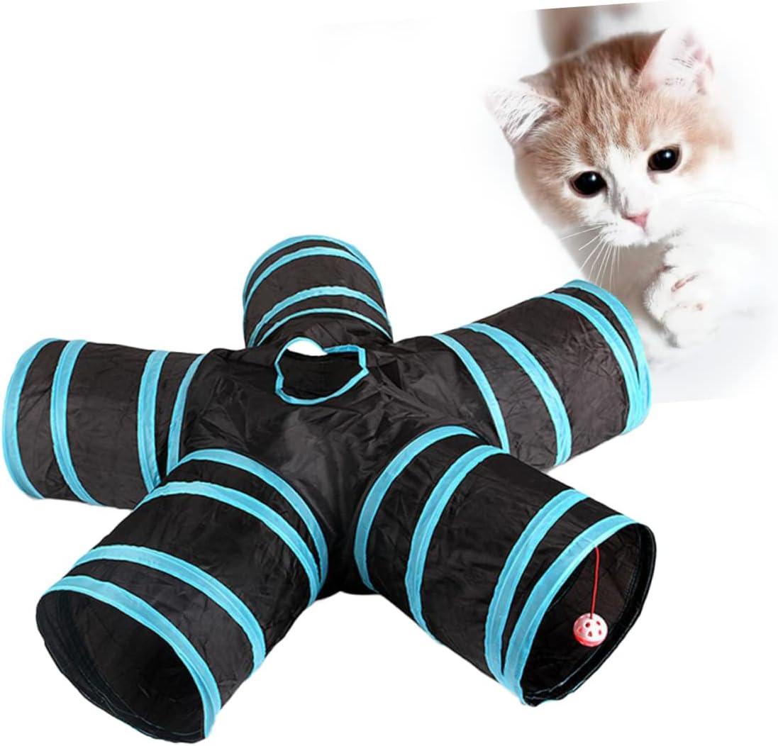Angoily 5 Way Tunnel Set Foldable Pet Toys for Dogs Cats Guinea Pigs Rabbits Interactive Animal Play Tunnel