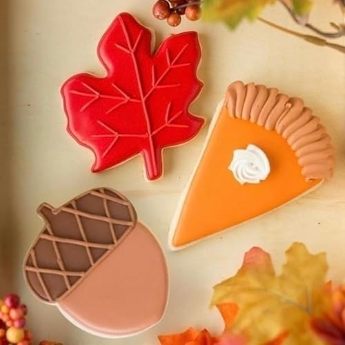 Miniatura 6 de Cortadores de galletas de Acción de Gracias, 6 unidades, 3 a 3.6 pulgadas, calabaza, hoja, fútbol, pavo, bellota, maíz dulce