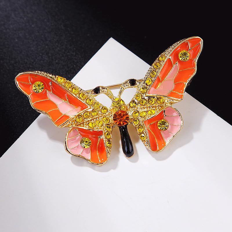 Image of butterfly brooch pins for women fashion Woman's enamel crystal rhinestone butterfly brooches pin set for Clothes Dresses