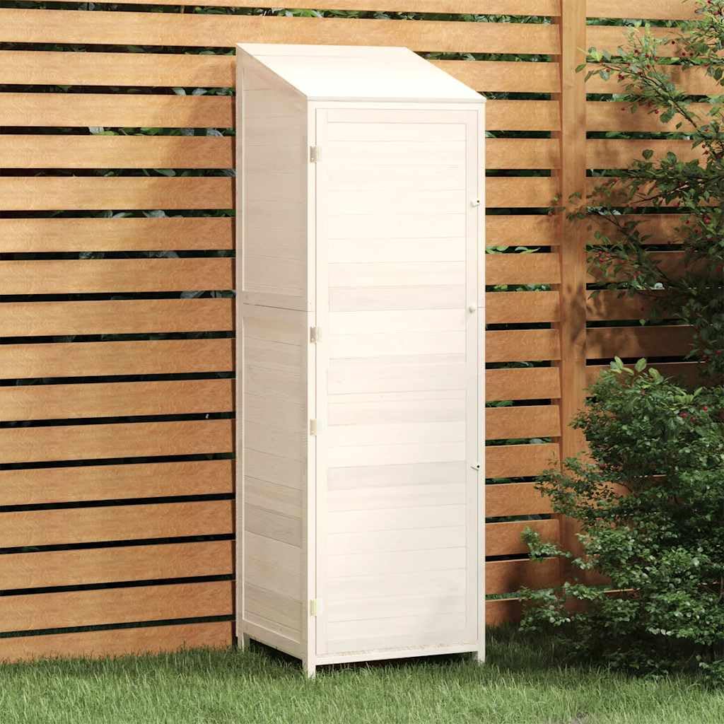 vidaXL Cobertizo de Jardín Exterior Herramienta Patio Espacio Aire Libre Fuera Casa Almacenamiento para Familia Madera Maciza Madera de Abeto Blanco