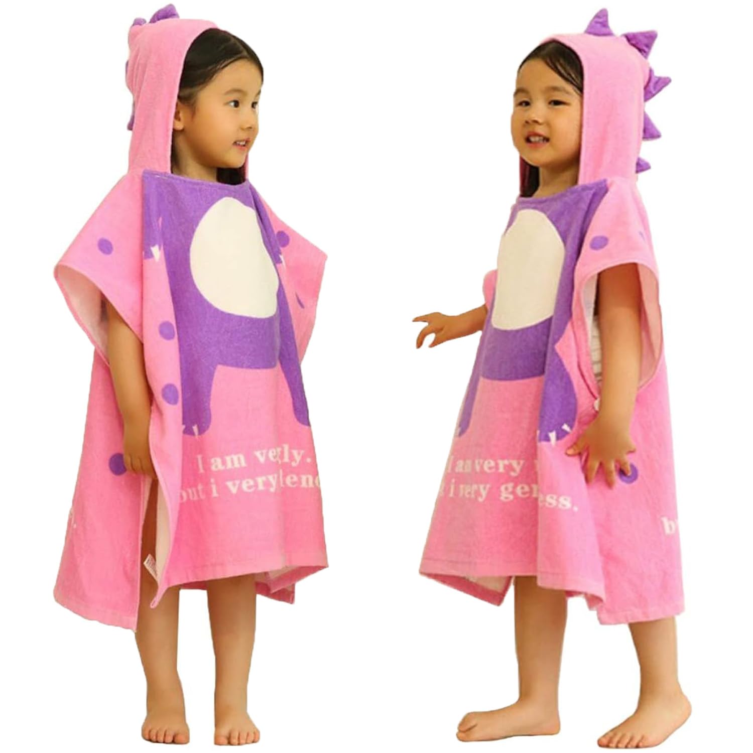 Hilmocho Kids Hooded Beach Towel Poncho Children Bath Towel Bathrobe Animal Cotton Swimming Pool Shower Towel for Boys Girls
