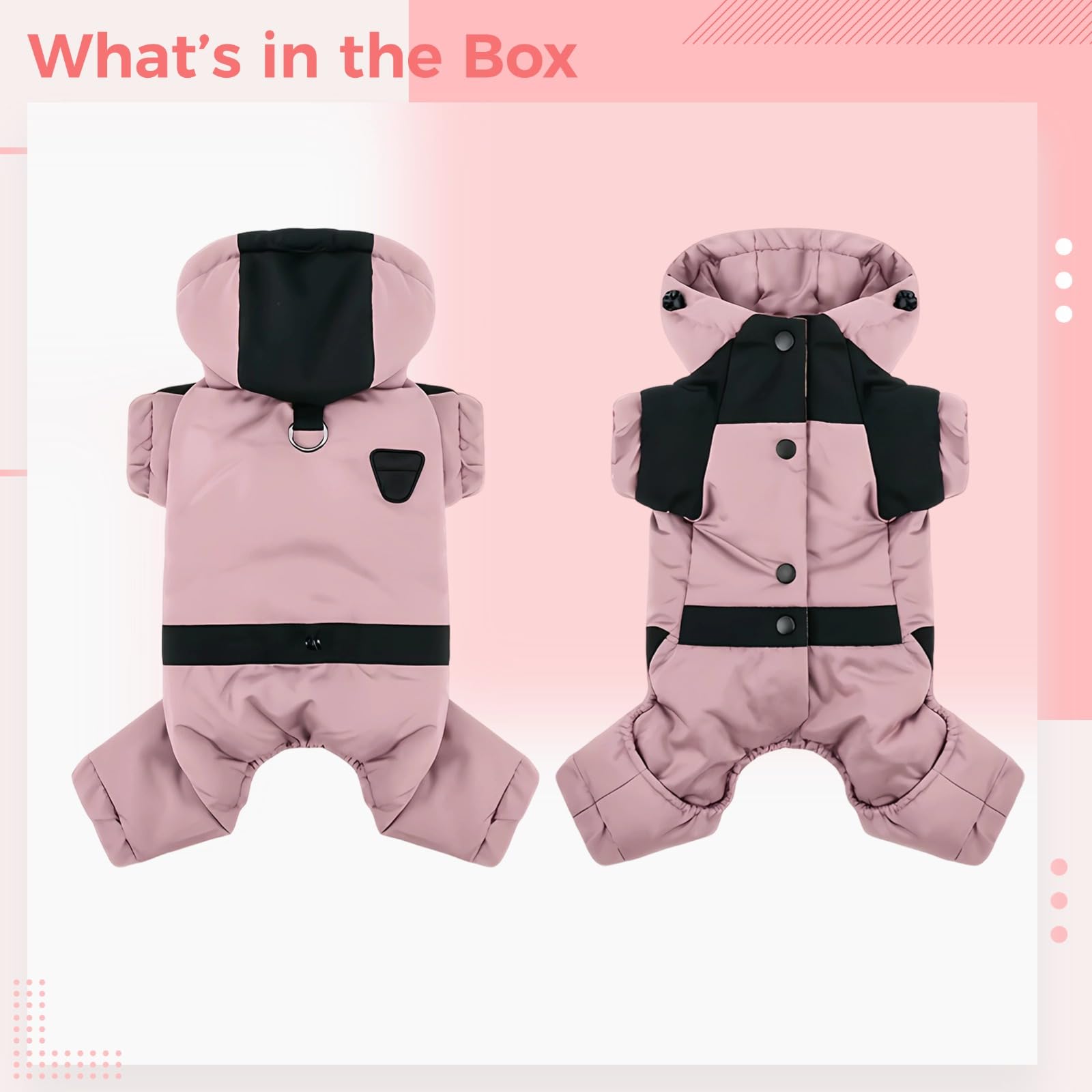 Abrigo para perro con capucha, traje de nieve para perros de cuerpo entero, resistente al agua, chaqueta de invierno para perros, ropa ajustable de poliéster para mascotas para perros pequeños, color