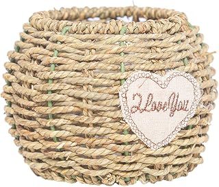 Cabilock Cesto de plantas de erva-marinha, cesta de armazenamento feita à mão, vaso de plantas, vaso de flores, recipiente de armazenamento para decoração de jardim de casa