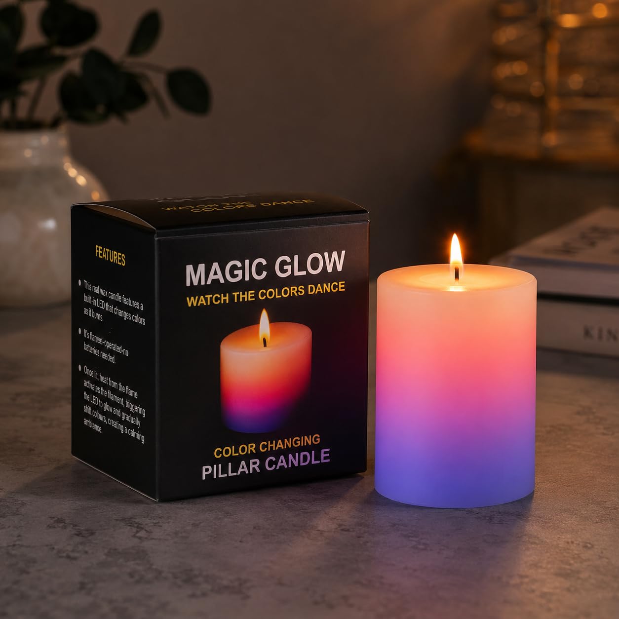 AuraDecor MagicGlow Color Changing Pillar Candle Soothing Color Shifting Candle for Home Decor, Meditation, Gifts & Relaxation-image-45