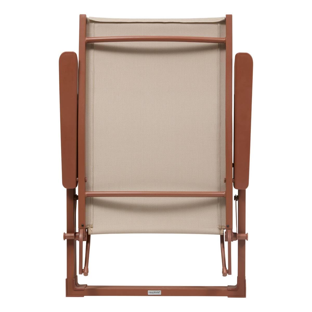 Hespéride - Silla reclinable de jardín Decima - Lino/Caoba - Aluminio - Mobiliario de Exterior para terraza, balcón y Patio.