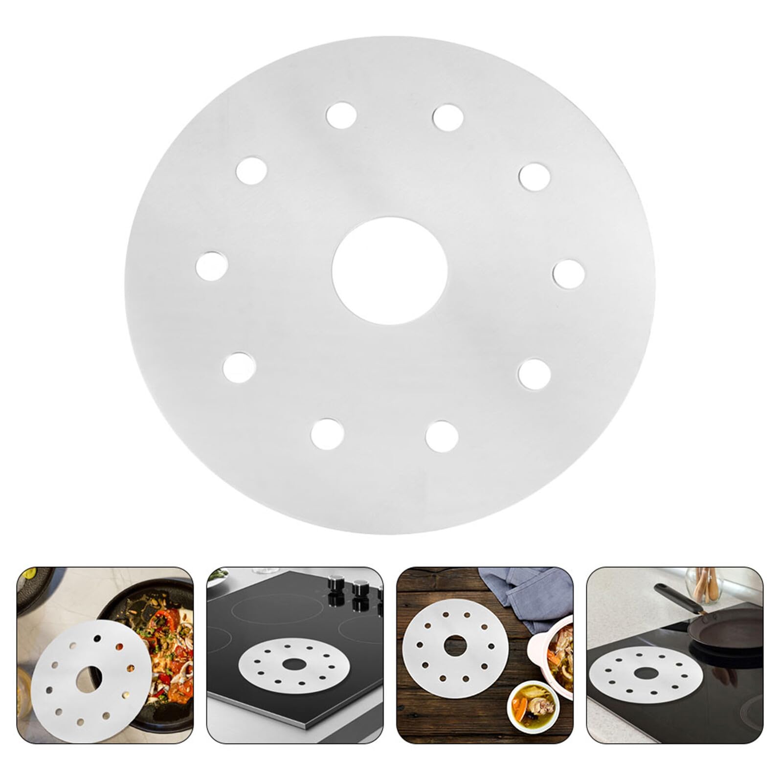 Luxshiny Acero Inoxidable Placa Guía Térmica para Cocina y Estufa | Difusor de Calor Plata, Distribución Uniforme, Fácil Limpieza, Uso Versátil Varios Métodos de Cocción