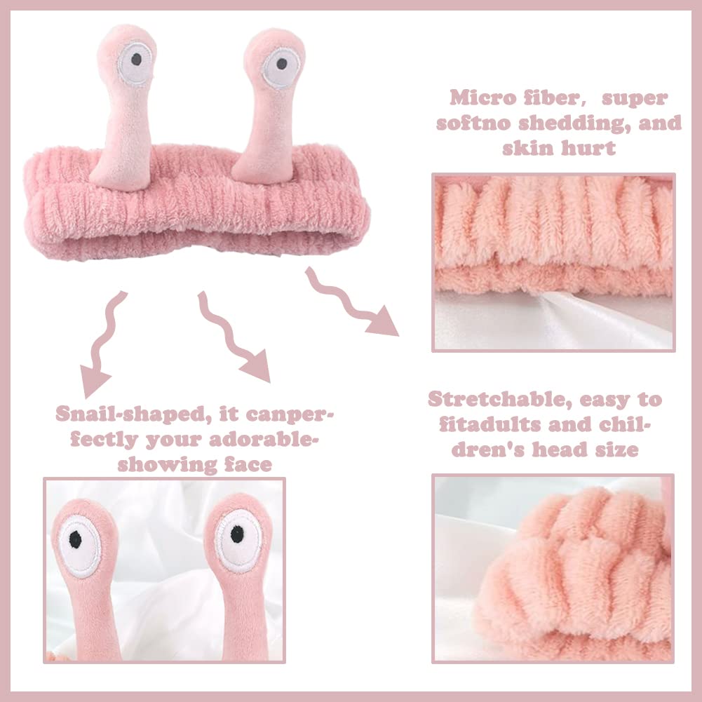 JAHEMU Headband Snail Spa Headbands Hair Band Women Hair Makeup Coral Fleece Hair Band Facial Wash Shower Sports Beauty Skin Care - Image 3