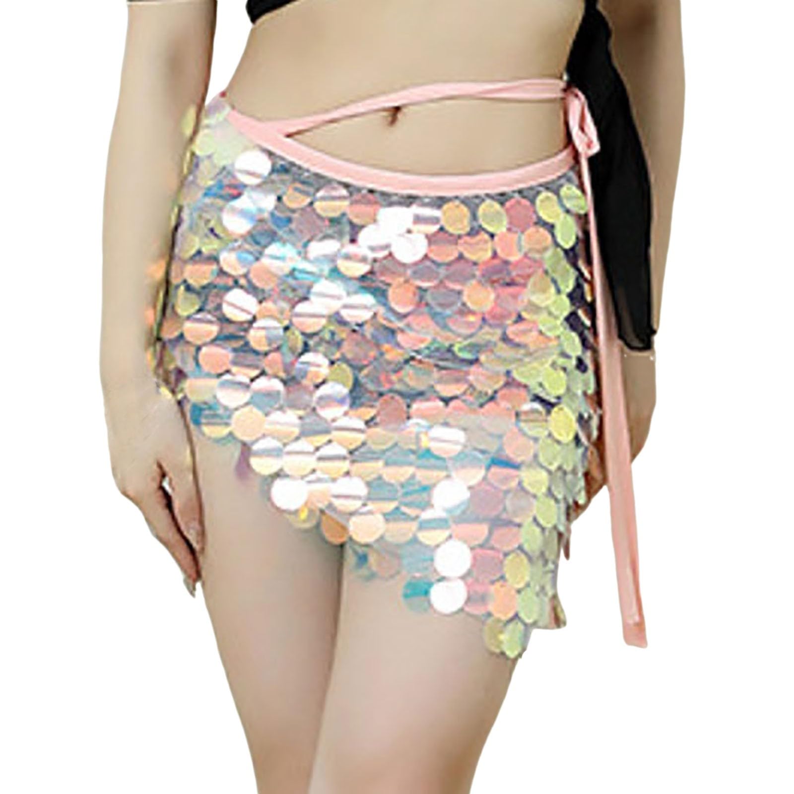 Gonna glitterata da donna con paillettes, per travestimento 2026, mini danza del ventre con paillettes