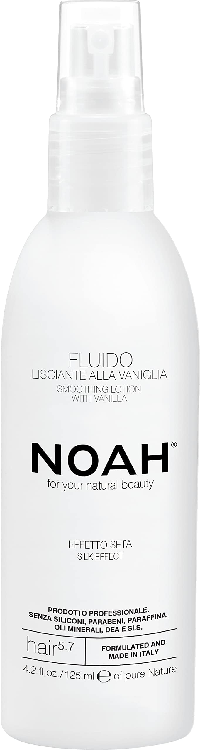 NOAH 5.7 Smoothing Lotion with Vanilla, 125ml – Silk Effect before Brushing - Formulated and Made in Italy – Cruelty-Free, No SLS or Parabens - Nickel Tested