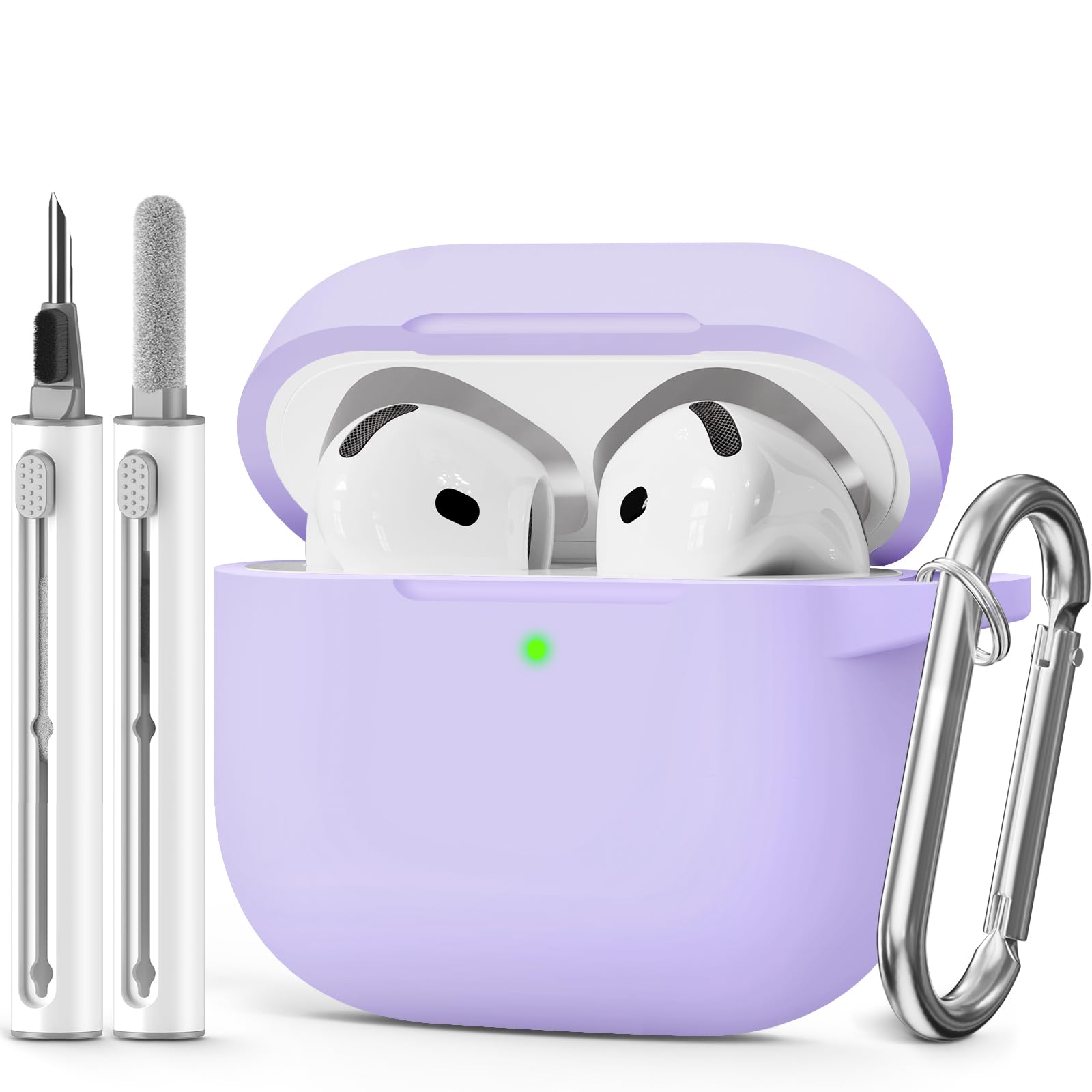 MCTOPZO for AirPods 4 Case 2024 Come with Cleaner Kit,Soft Silicone Protective Cover for Apple AirPods 4th Generation Cases with Keychain,Compatible