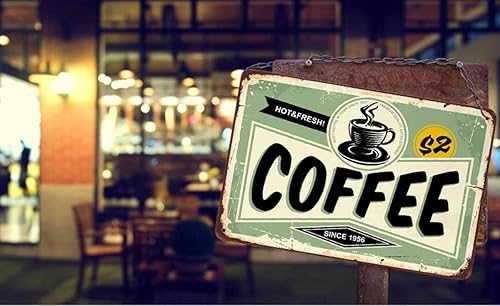 Miniatura 3 de AOYEGO Letrero de lata de café, póster de café caliente y fresco, letreros de metal vintage para cafeterías, bares, bares, bares, tiendas, tiendas,