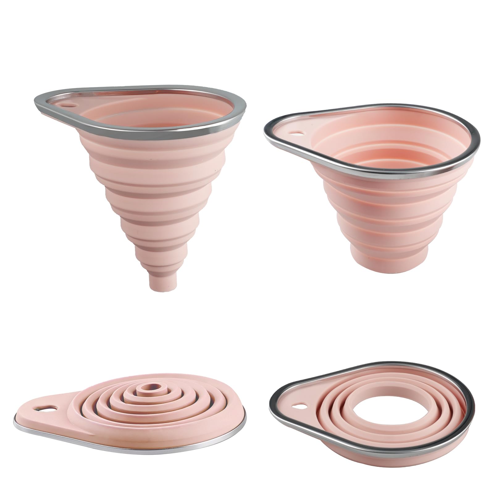 YapitHome 2er-Set Faltenbare Silikon-Trichter, Metallstahlra